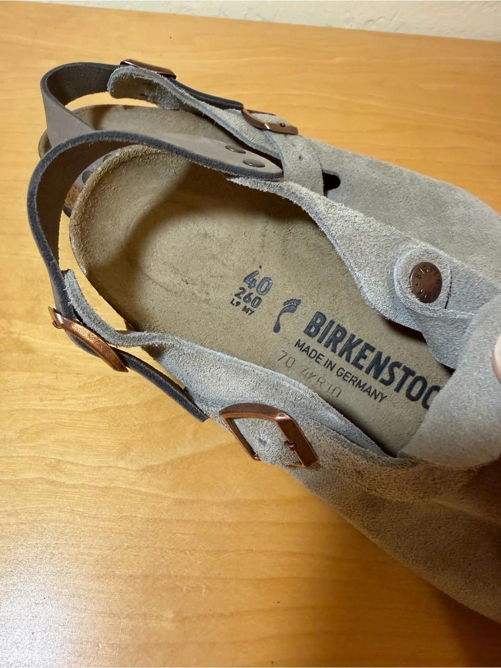 Birkenstock Tokio II Clogs Size 40 260CM Gray Suede Casual Buckle Closure
